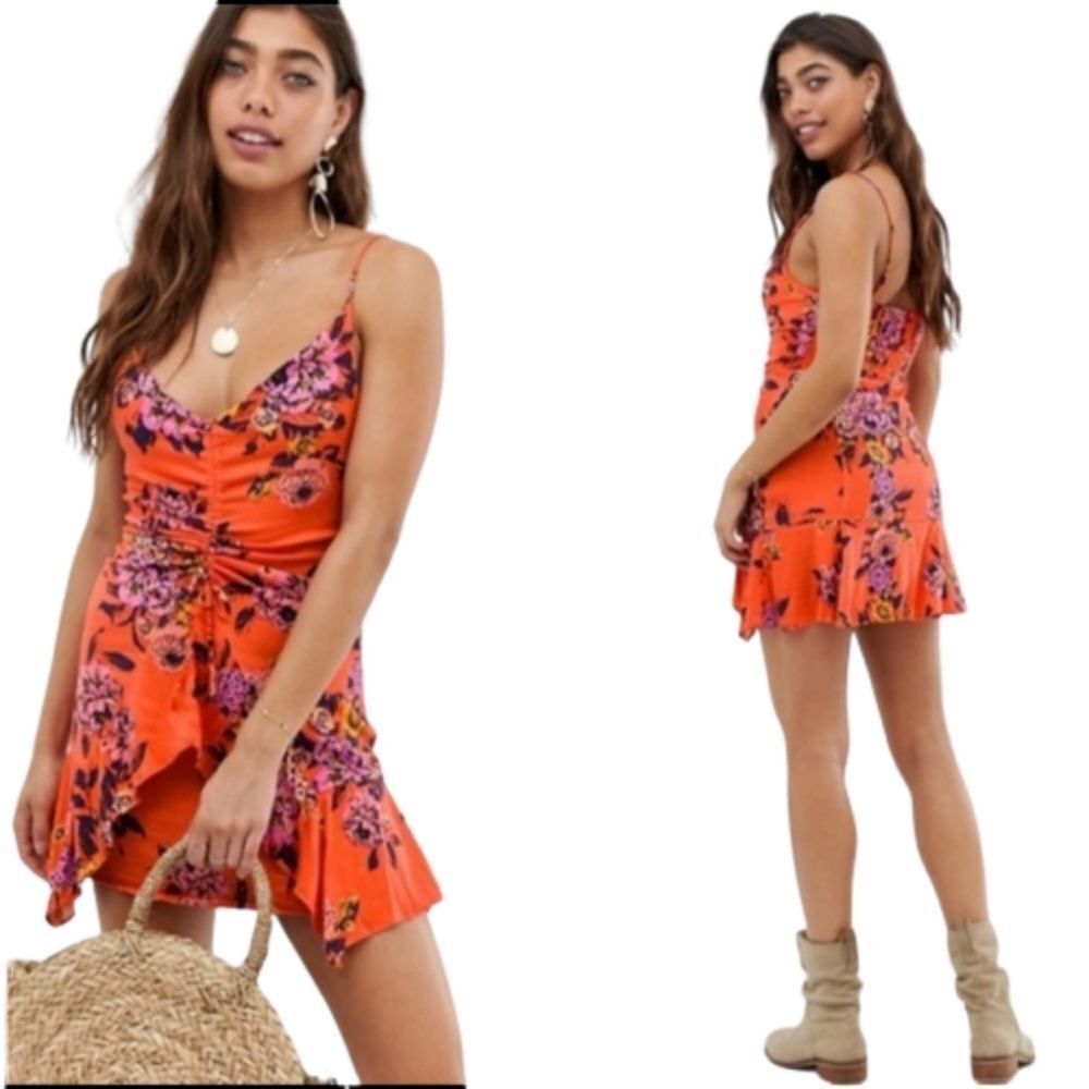 𝅺Free People Happy Heart Floral Fit-&-Flair Mini Dress Size L